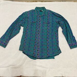 Vintage wrangler western Brushpopper pearl snap long sleeve button down